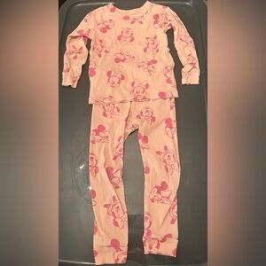Gap x Disney 3T Pink Minnie Mouse Graphic Shirt Pant Pajama Set Organic Cotton